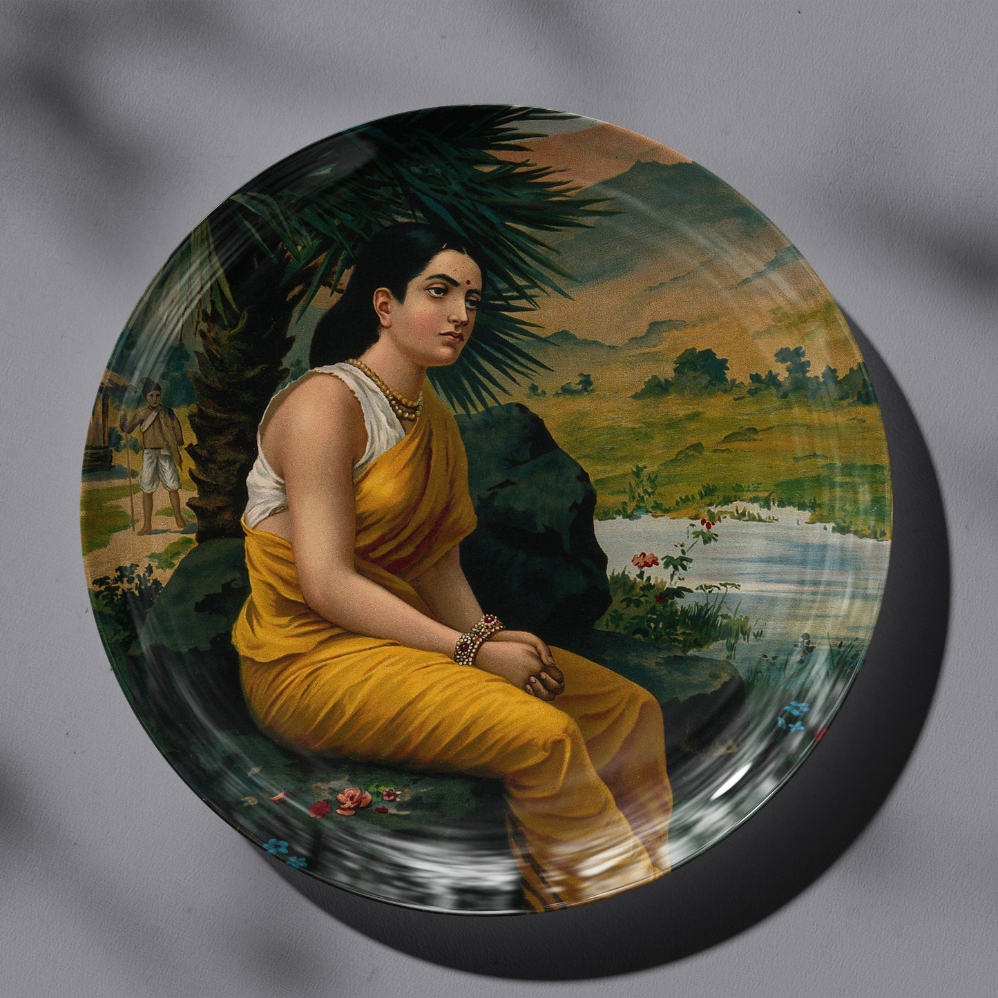 Sita in exile by Ravi Varma Ceramic Plate for Home Decor