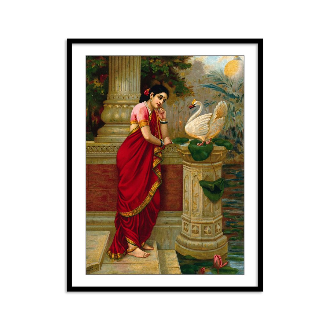 Swan Damyanti Painting by Ravi Varma