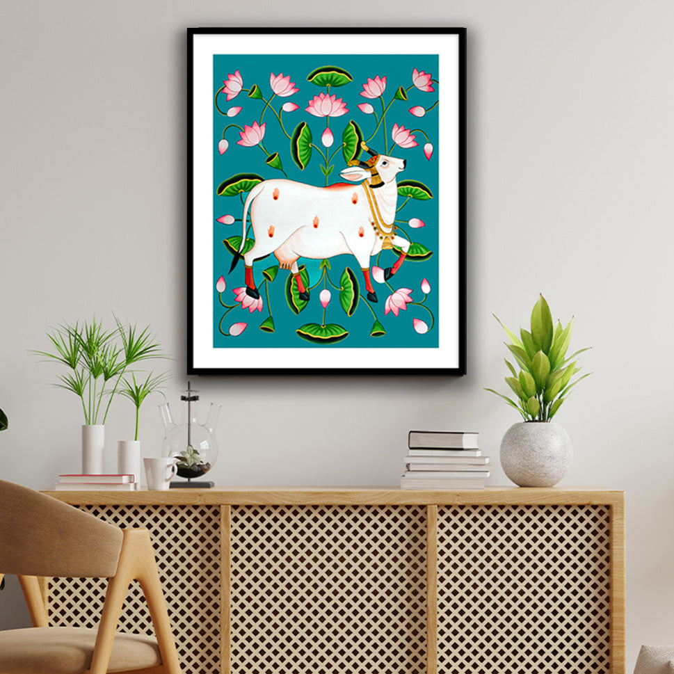 Sacred Pichwai Cow Vastu Painting for Home Wall Art