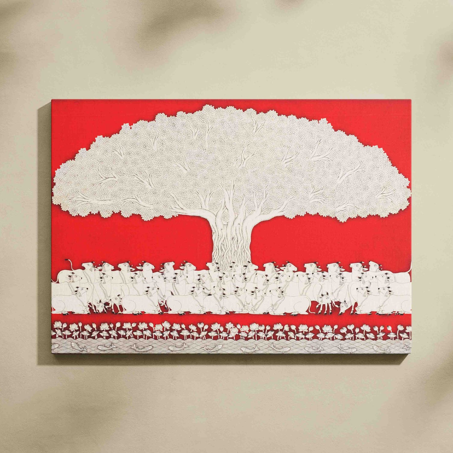 Celebrating Tree of Life Pichwai Phad Vastu Painting for Wall Decor