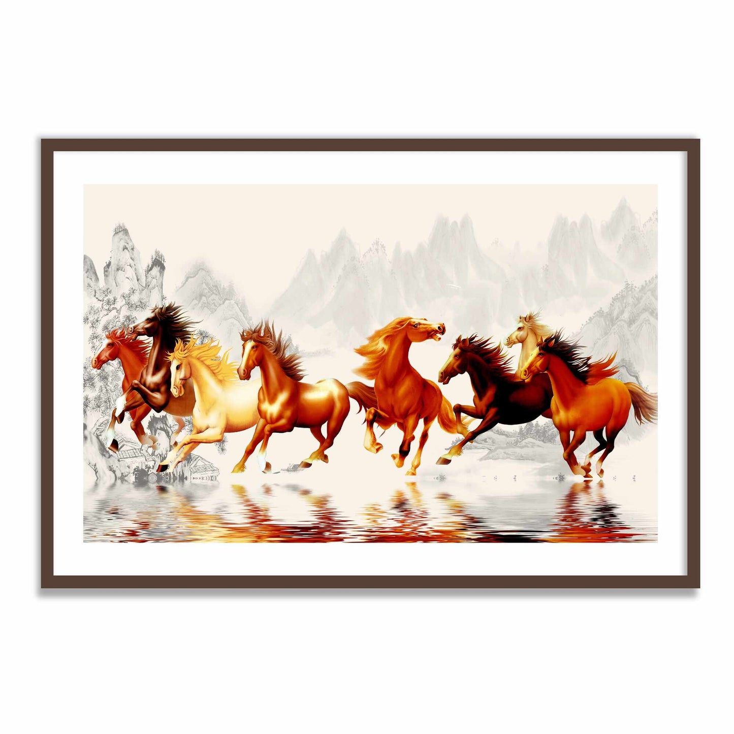 Beautiful 8 Horses Vastu Painting for Home Wall Decor