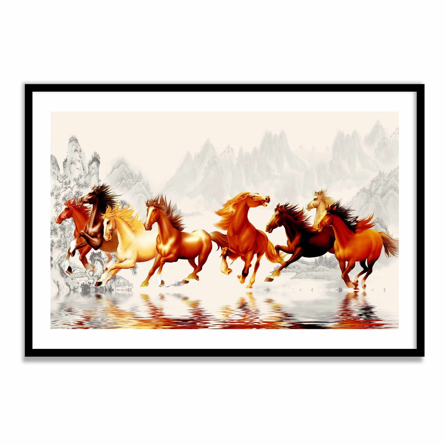 Beautiful 8 Horses Vastu Painting for Home Wall Decor