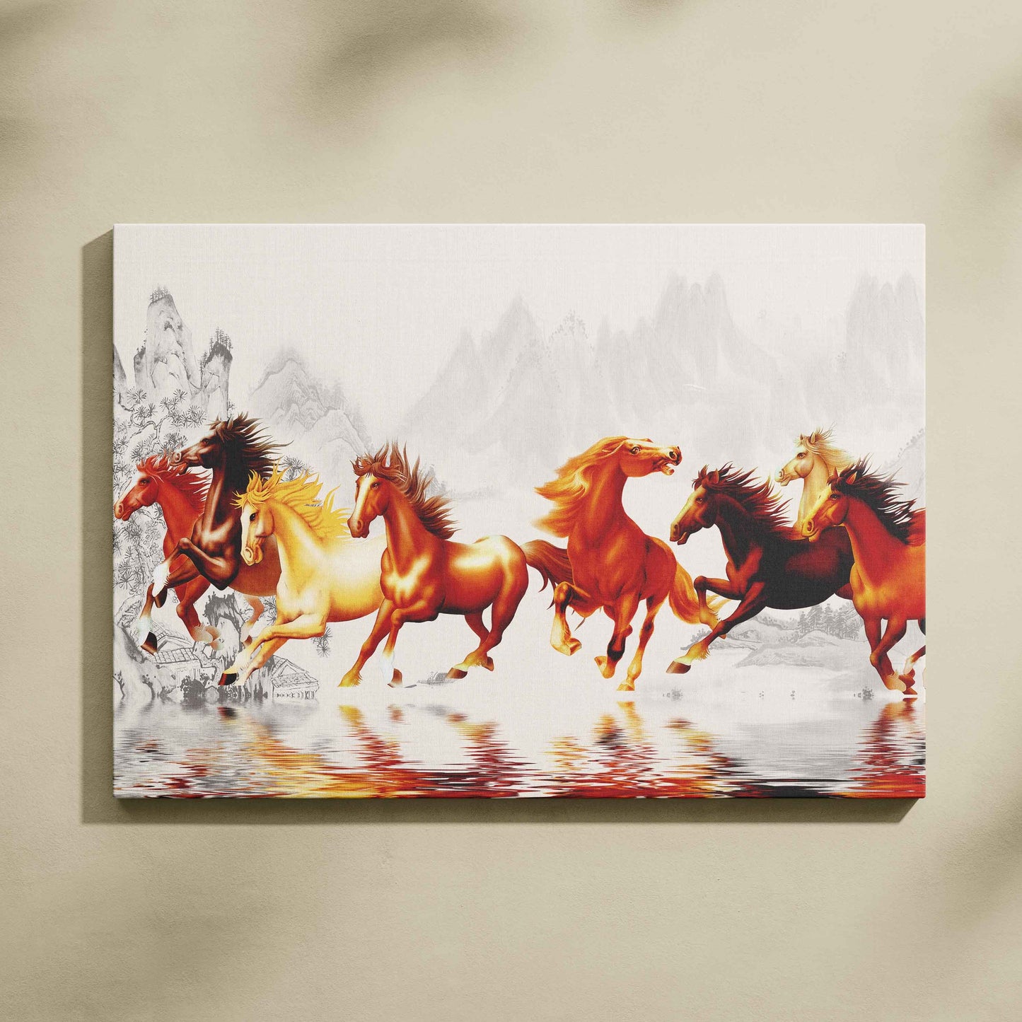 Beautiful 8 Horses Vastu Painting for Home Wall Decor