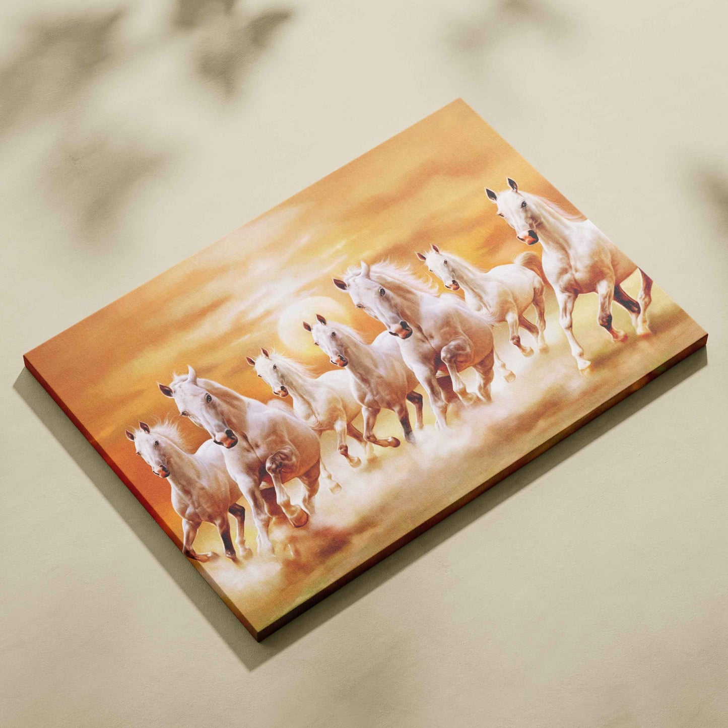 Seven Horses with the Rising Sun Vastu Painting for Home Wall Decor