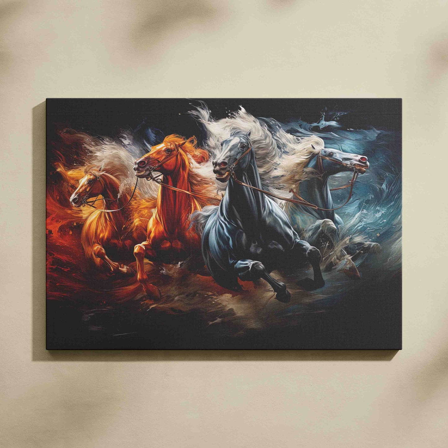 4 Powerful Horses Vastu Painting for Home Wall Decor