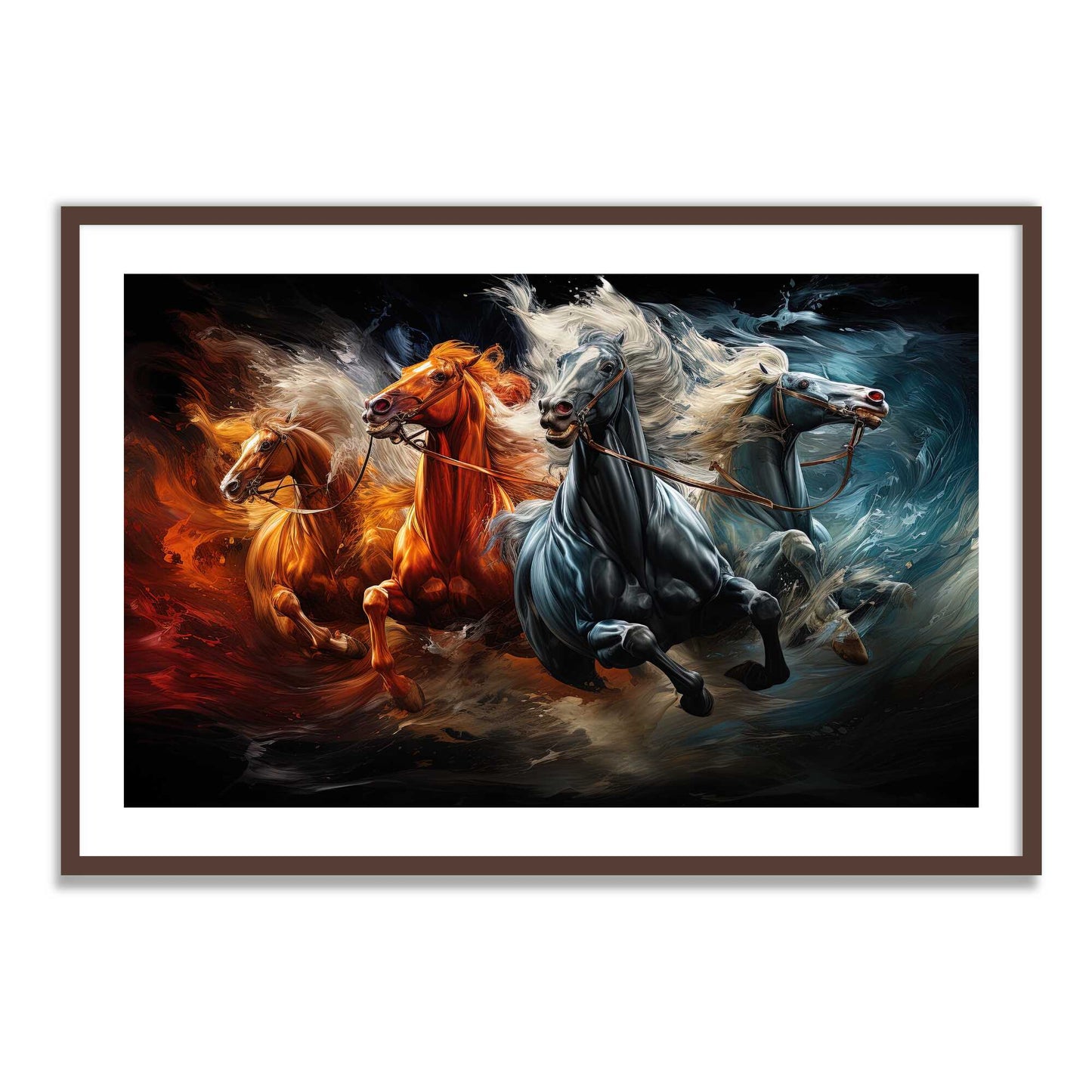 4 Powerful Horses Vastu Painting for Home Wall Decor