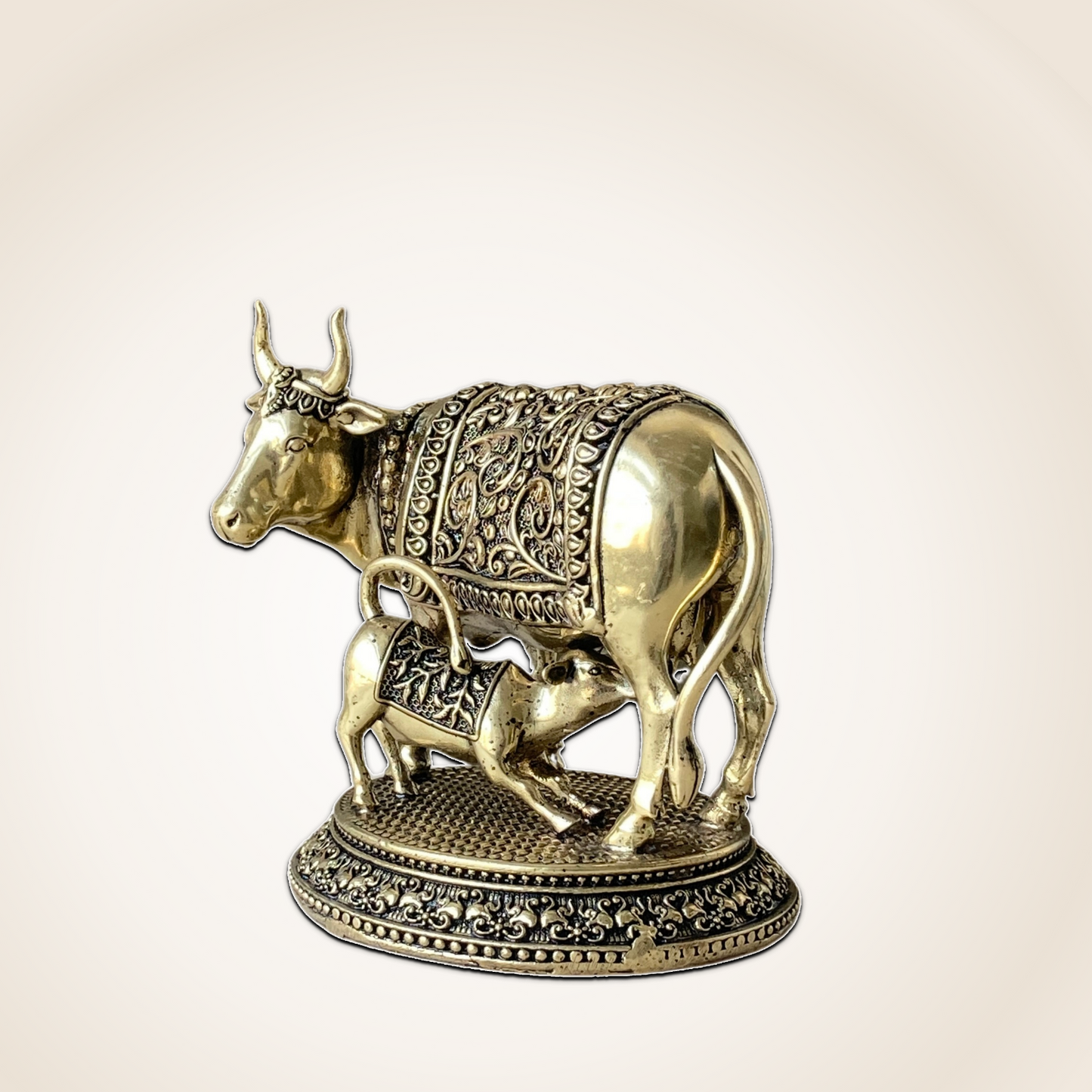 Sacred Brass Kamdhenu Idol With Stand - For Vastu & Wealth