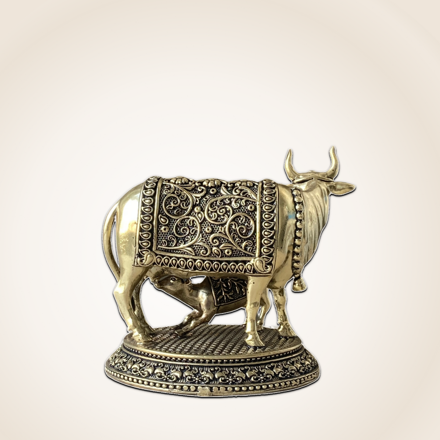 Sacred Brass Kamdhenu Idol With Stand - For Vastu & Wealth