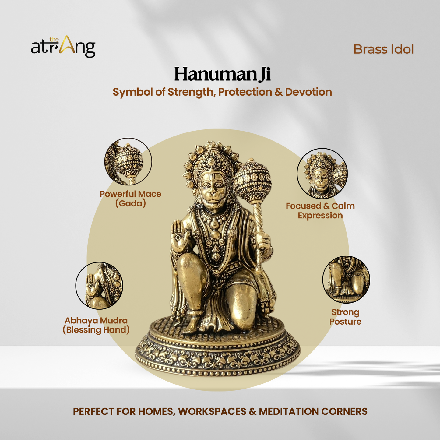Divine Hanumanji Brass Idol – For Strength & Protection
