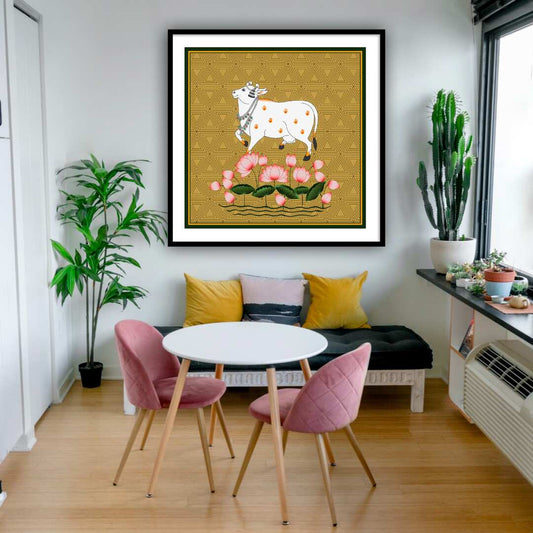 Buy Online Shri Nath ji Devoted Cow Pichwai Traditional Painting | Indian Pichwai Painting Wall Art HOme Decor