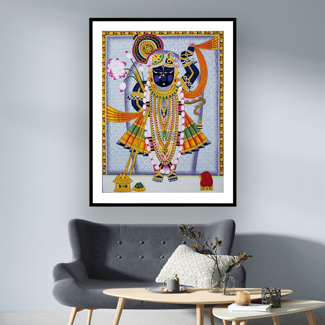 Lord Shrinathji Nathdwara Wall Painting | Indian Art for Wall Decor | Pichwai Painting