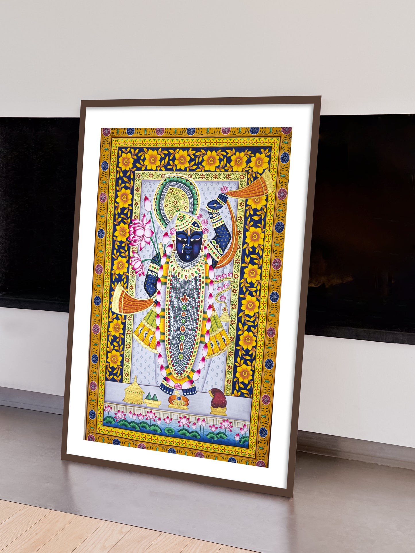 Shrinathji Shree krishna Pichwai Painting | Shreenathji Indian Art for Wall Decor