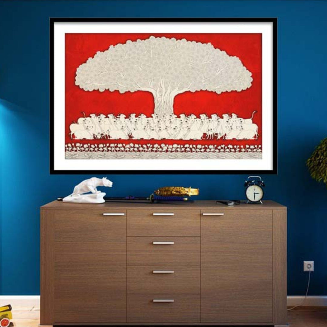 Celebrating the Tree of Life | Phad painting wall art | Pichwai Artwork