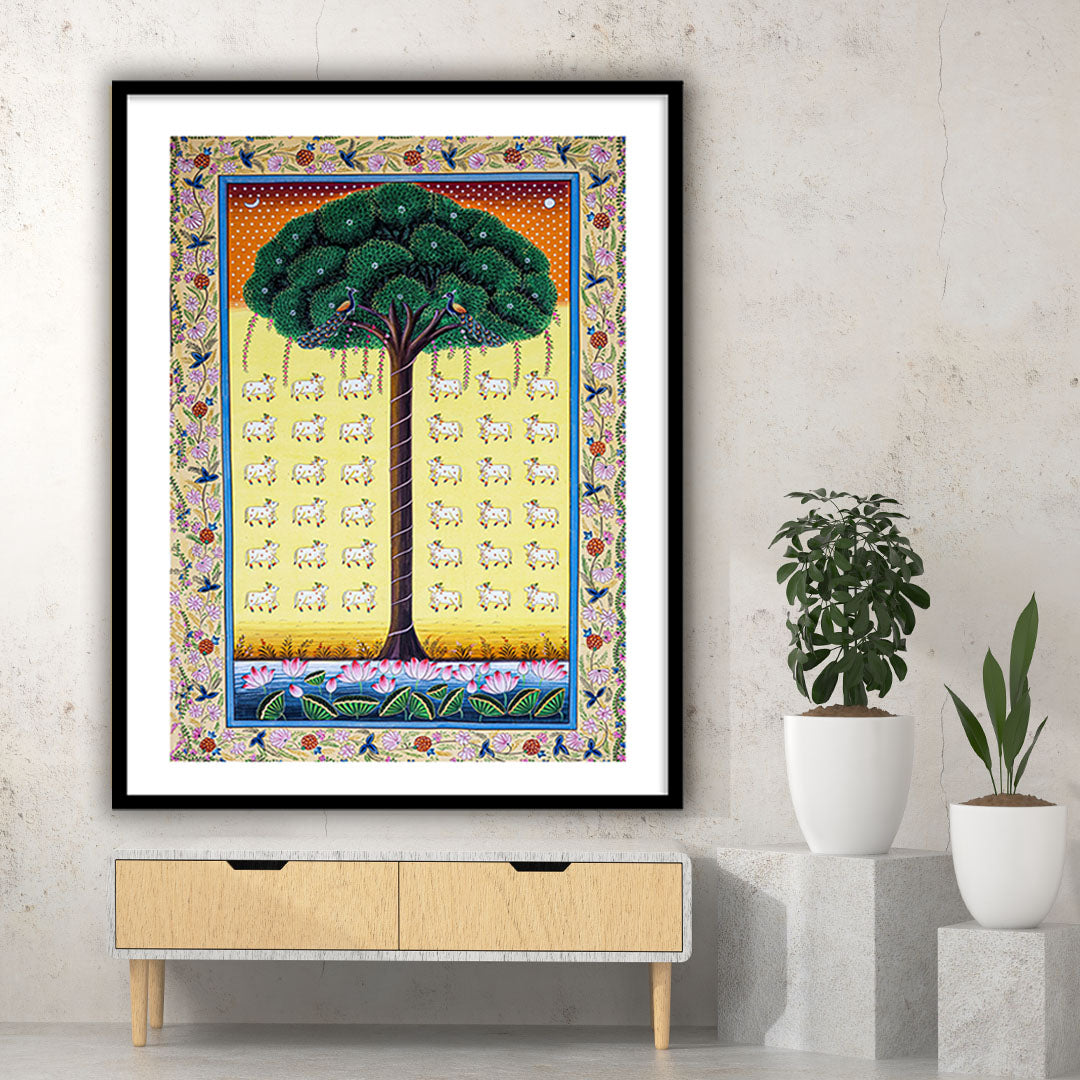Tree of Life Pichwai Painting | Phad Indian Art for Wall Decor