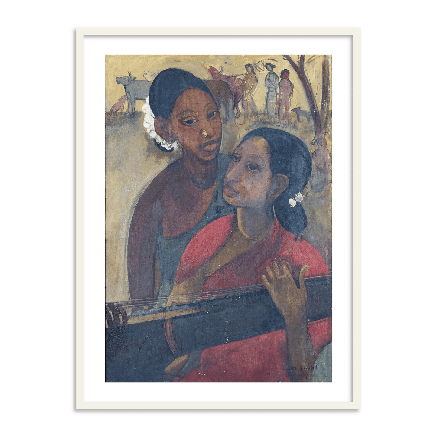 The Vina Player Famous Wall Art Painting by Amrita Sher Gil