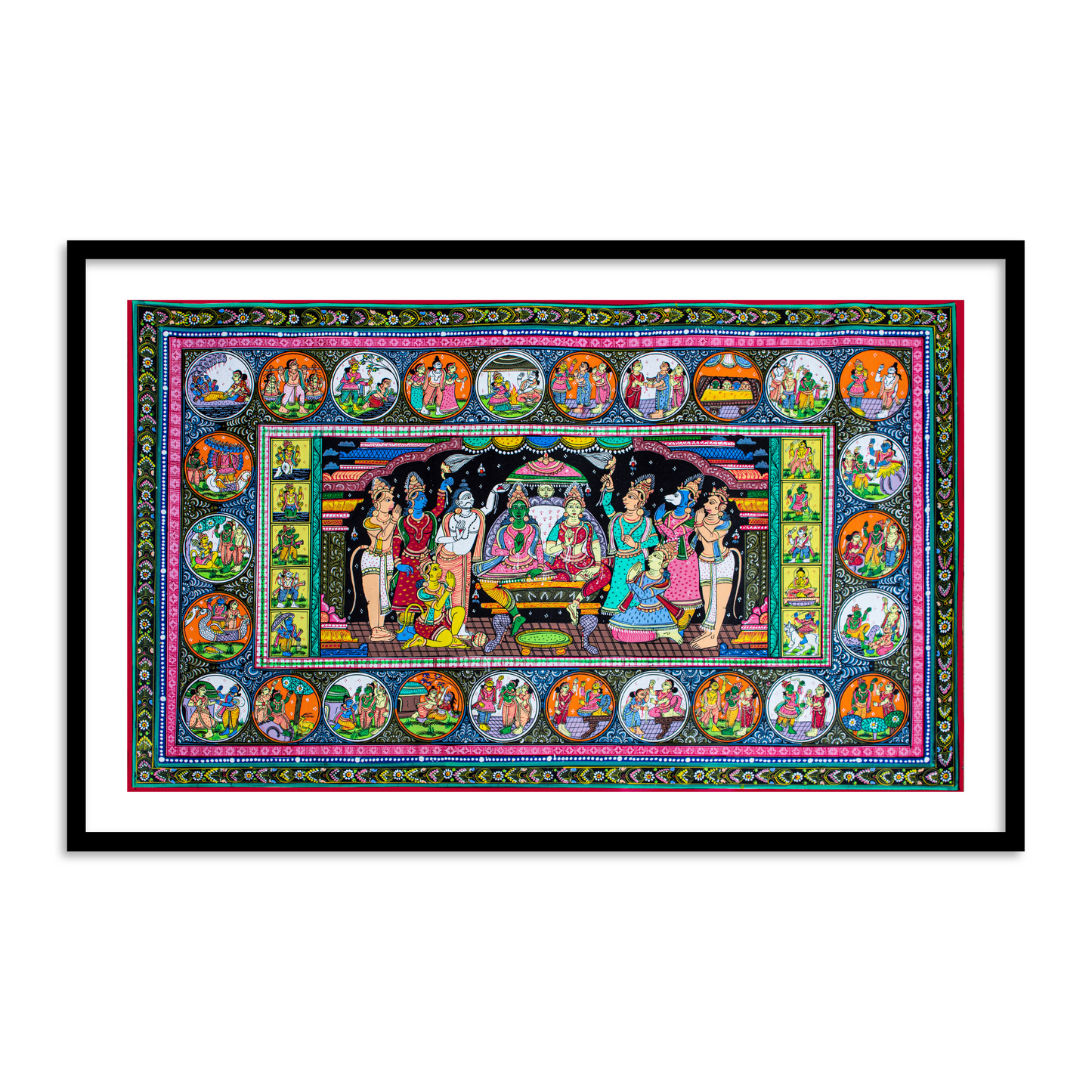 Ram Darbar Pattachitra Art | Ram ji story Pattachitra Framed Wall Art