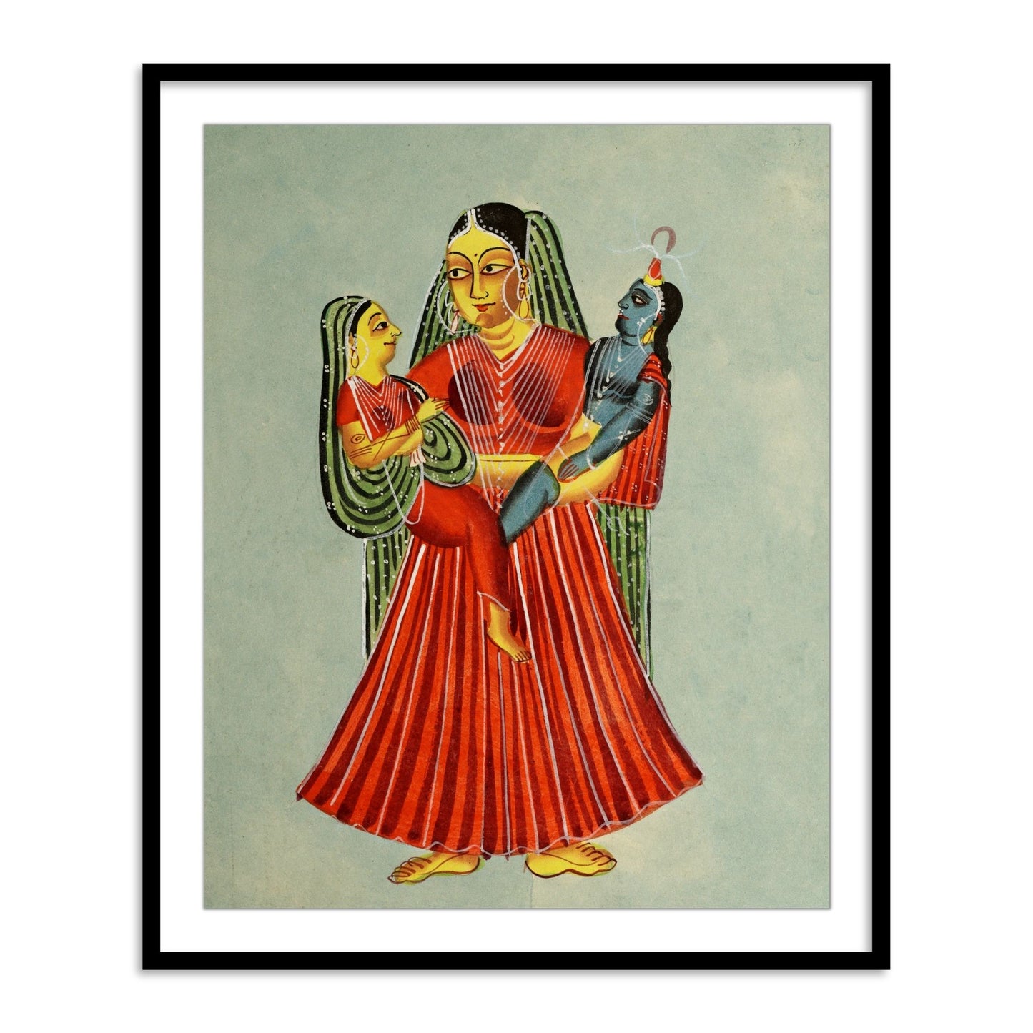 Yasoda Holding Krishna and Radha Kailghat Framed Wall Art - The Atrang