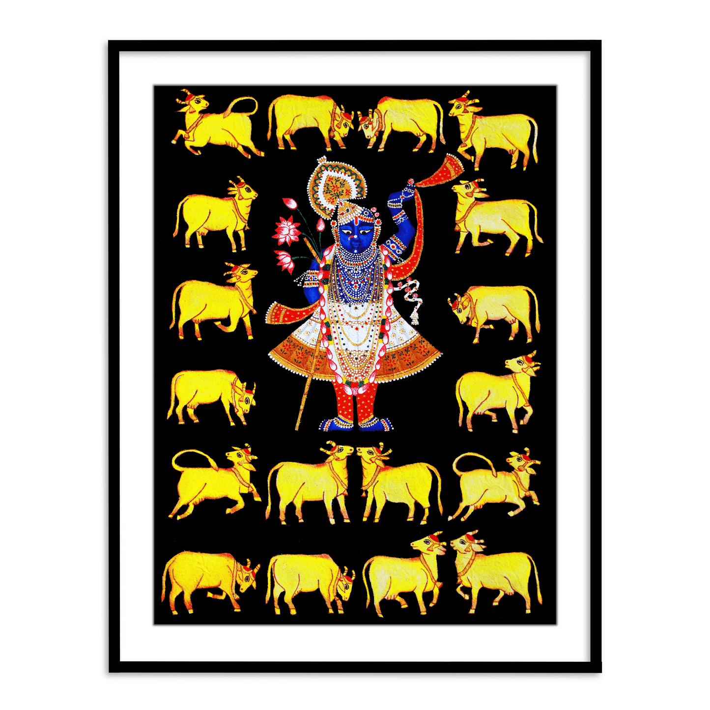 Shrinath Ji with Cow | Pichwai art | Indian art paintings