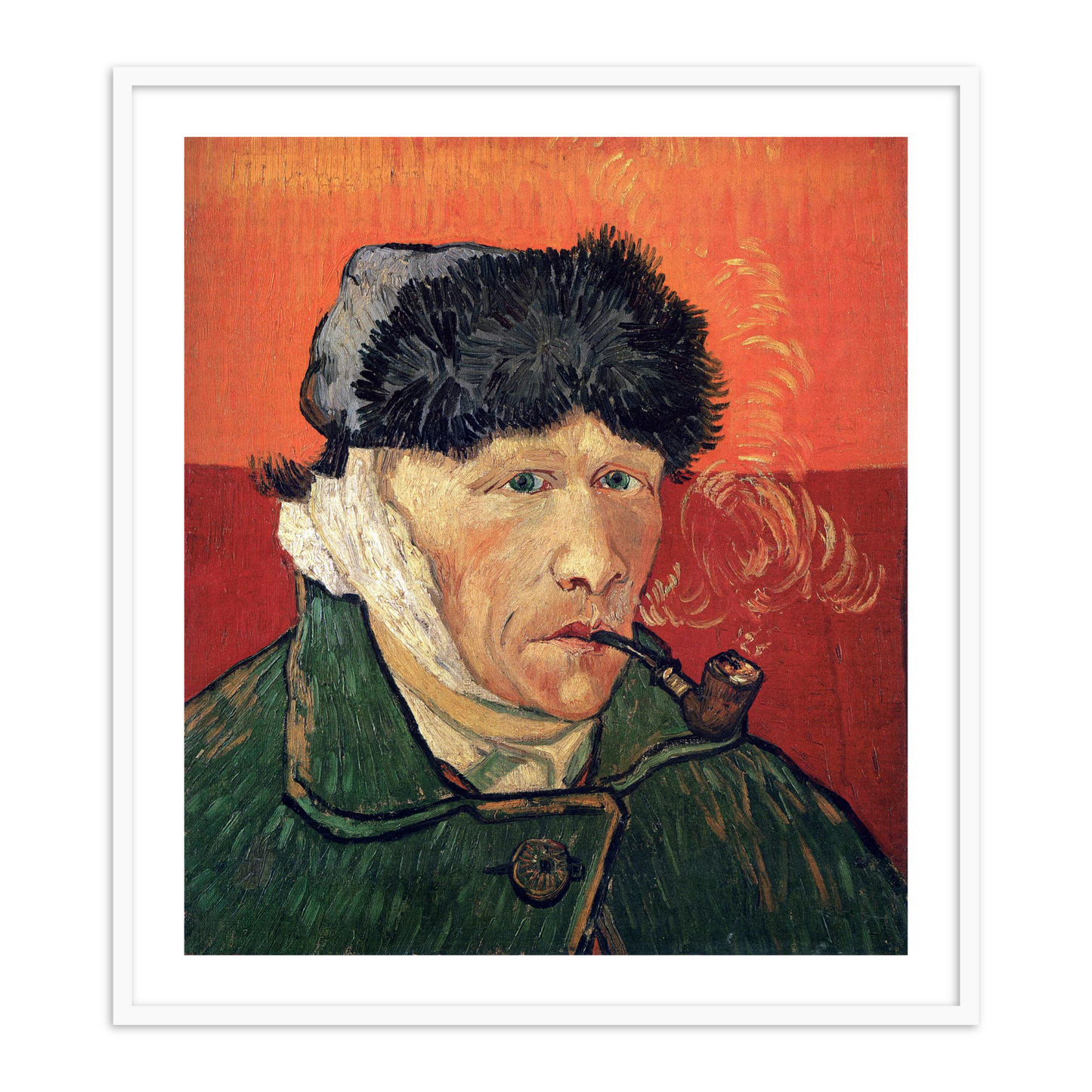 Self-Portrait with Bandaged Ear and Pipe by Vincent Van Gogh Famous Painting Wall Art