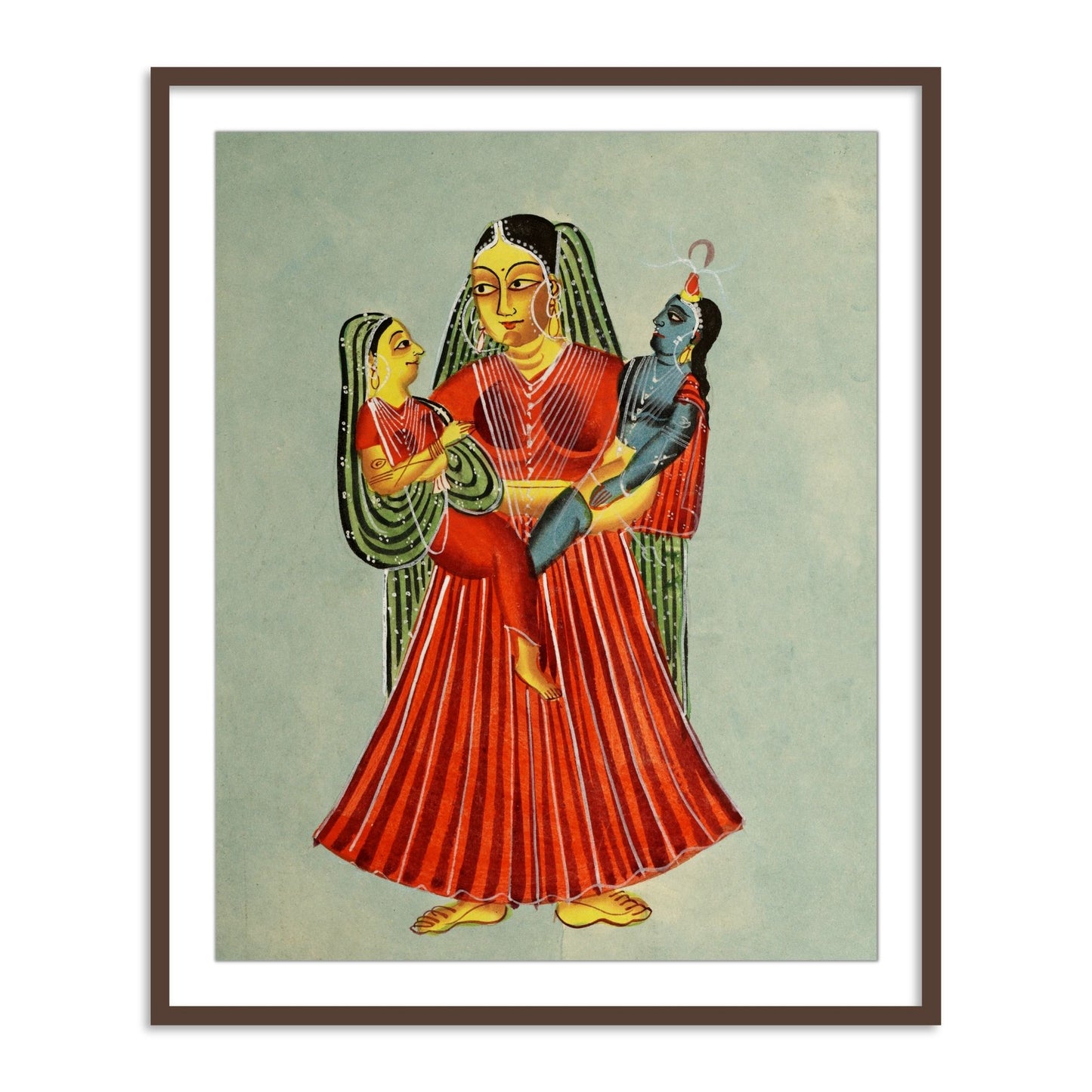 Yasoda Holding Krishna and Radha Kailghat Framed Wall Art - The Atrang