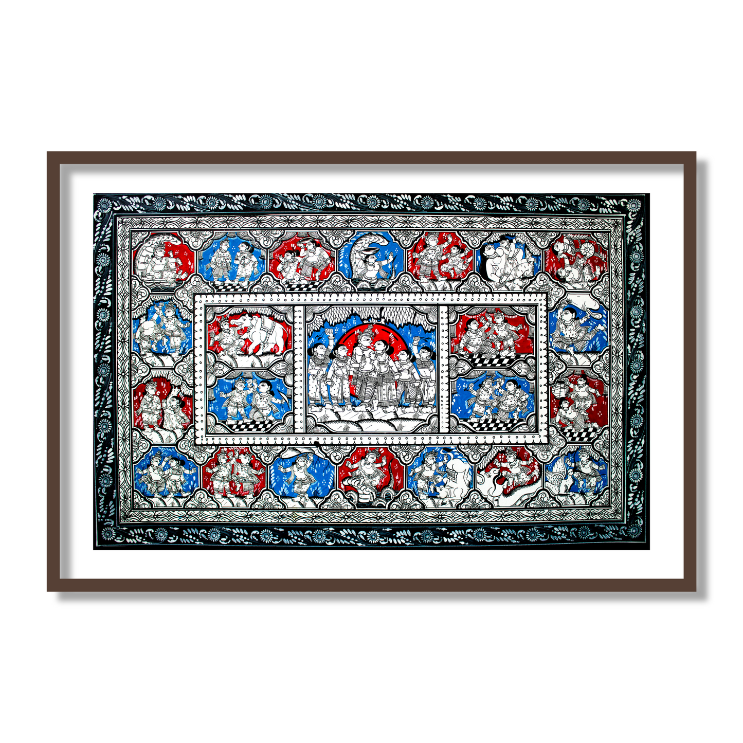 Krishna Raas Leela Pattachitra | Raasleela Patta Painting Framed Wall Art