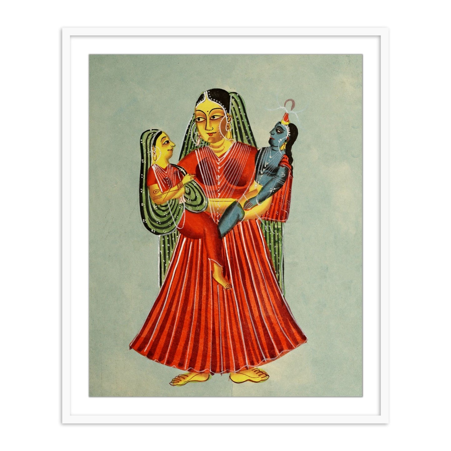 Yasoda Holding Krishna and Radha Kailghat Framed Wall Art - The Atrang
