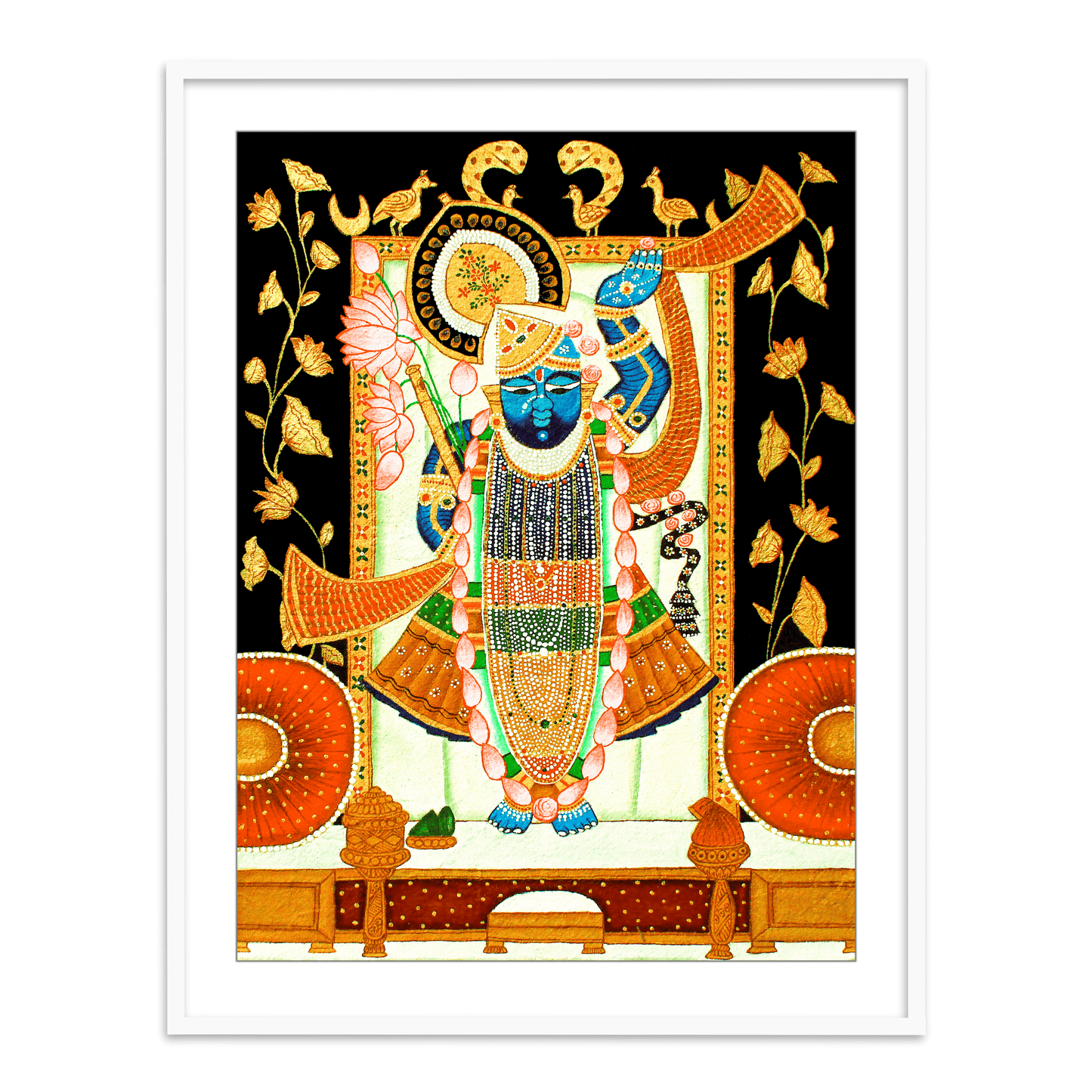 Antique Shreenath Ji Pichwai Painting | Shri Krishna Framed Art Painting Home Decor - The Atrang