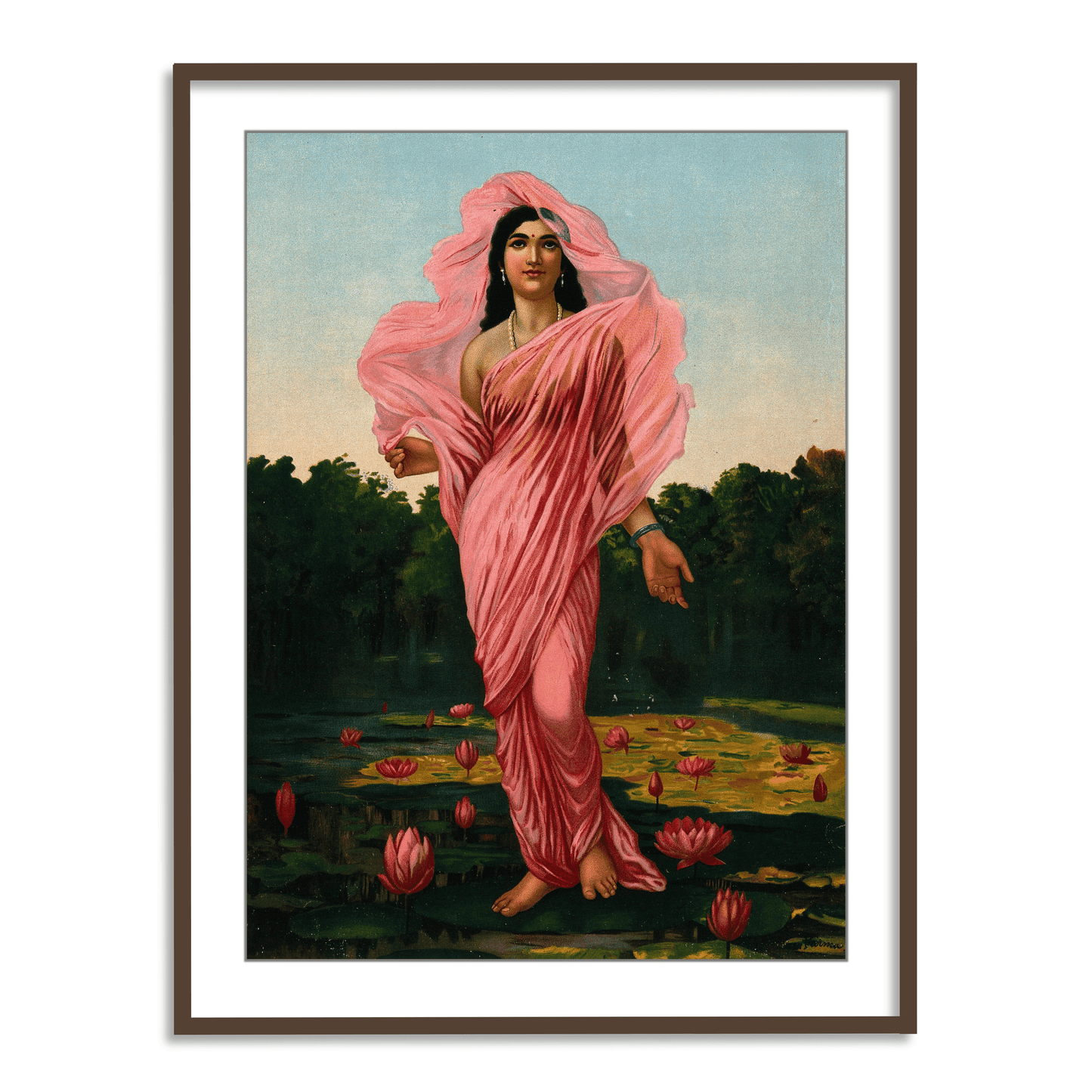 Padmini, the Lotus lady by Raja Ravi Varma Wall Art Print for Home Decor