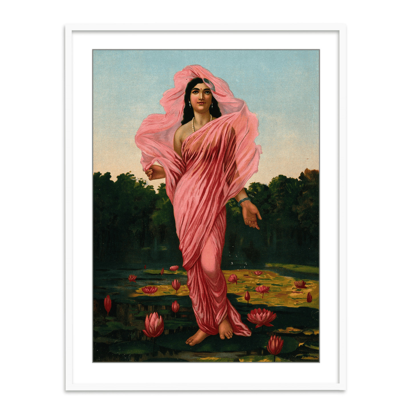 Padmini, the Lotus lady by Raja Ravi Varma Wall Art Print for Home Decor