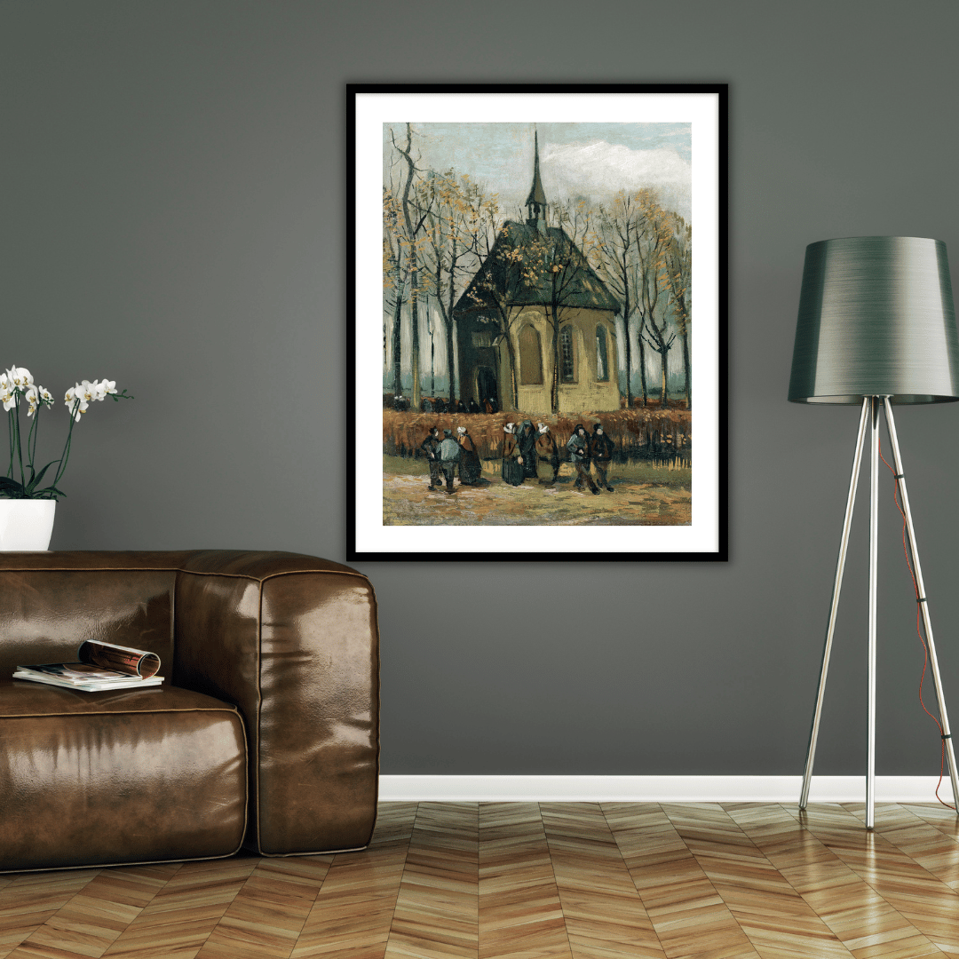 Congregation Leaving the Reformed Church in Nuenen by Vincent Van Gogh Famous Painting Wall Art
