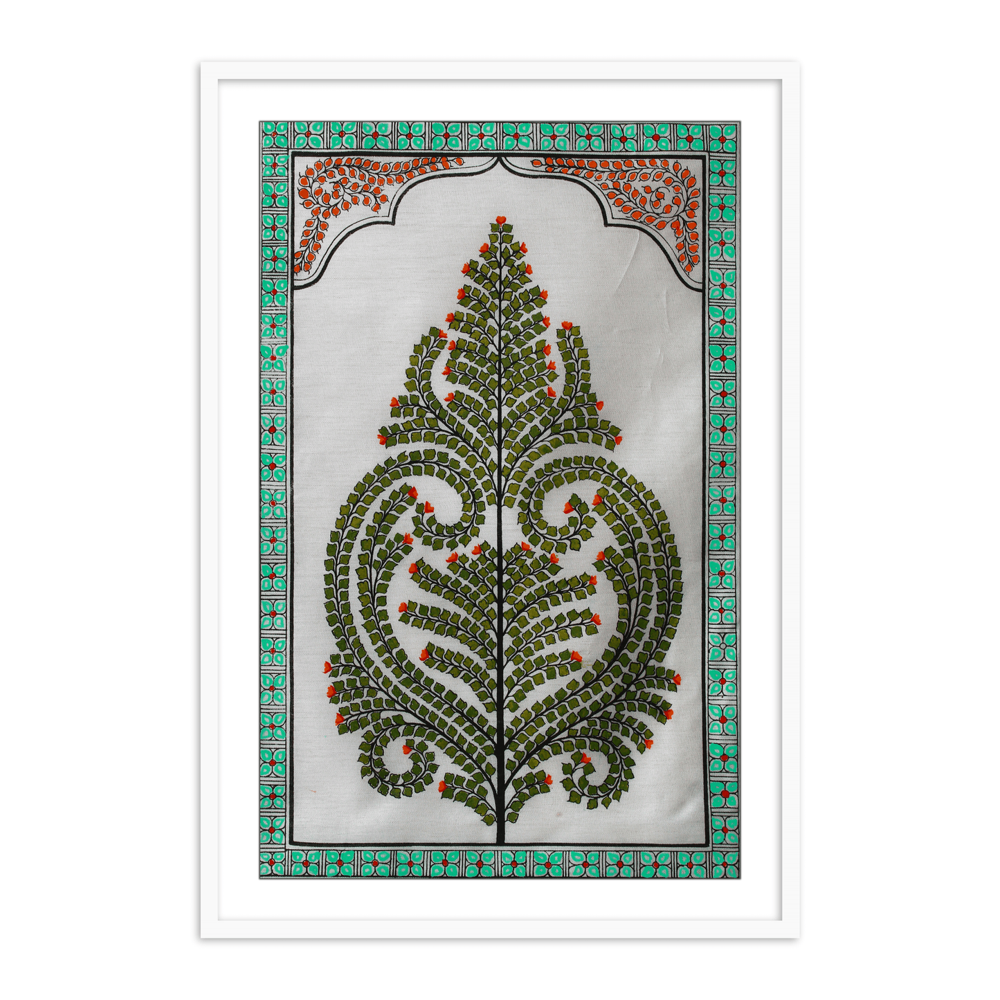 Pattachitra Tree Leaf Framed Wall Art