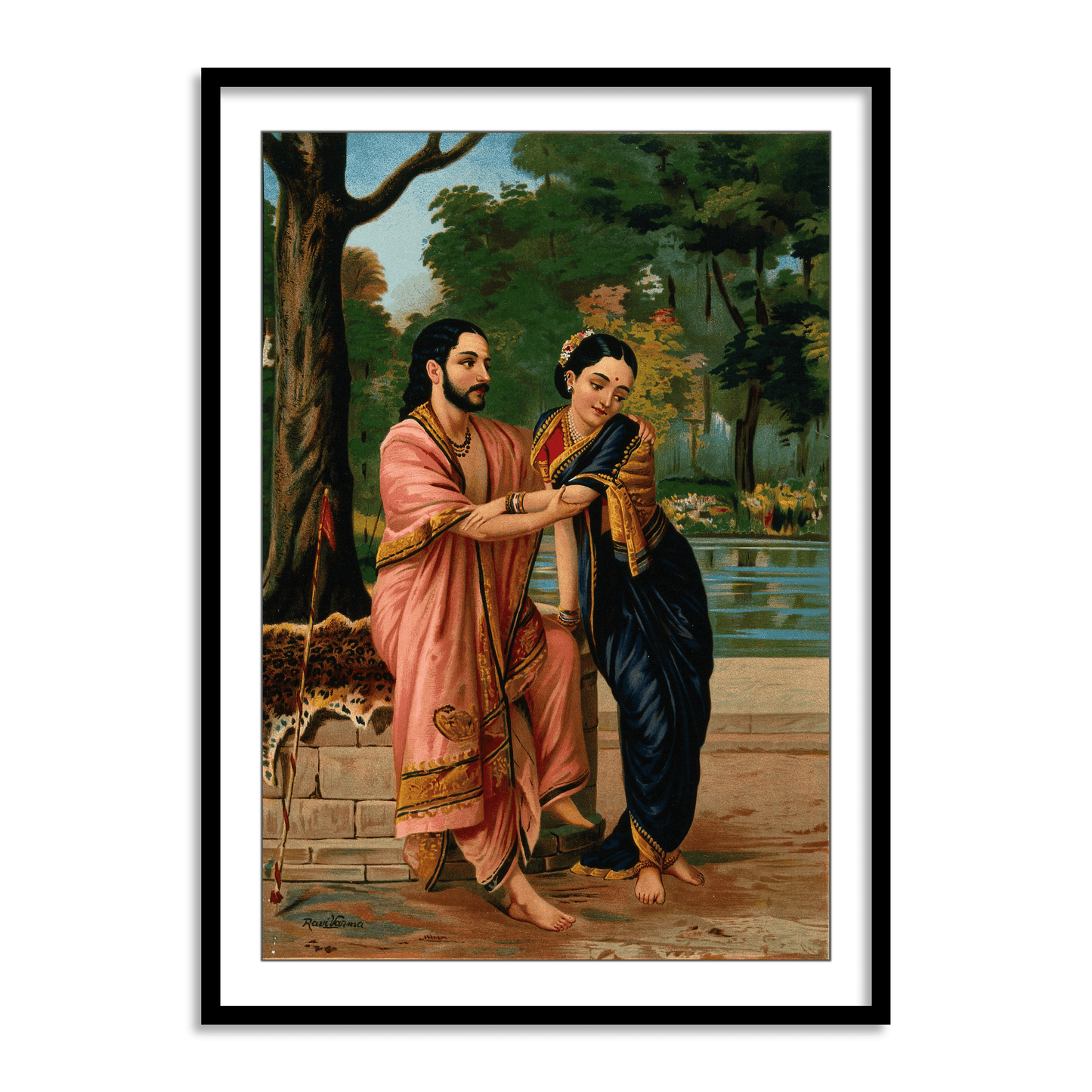 Arjuna in disguise a dancing teacher wooing Subhadra by Raja Ravi Varma | Wall Art Painting