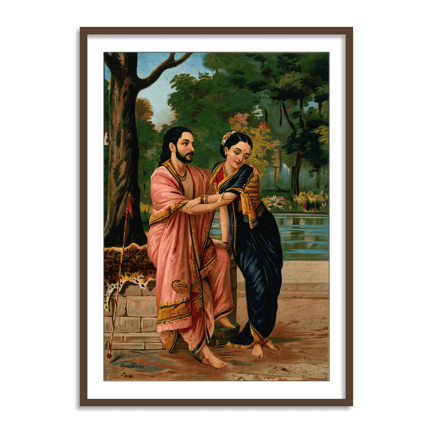 Arjuna in disguise a dancing teacher wooing Subhadra by Raja Ravi Varma | Wall Art Painting
