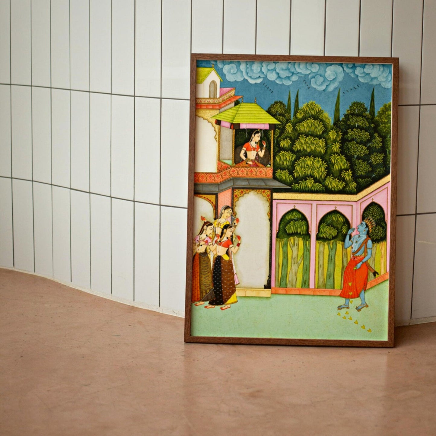 Krishna and Radha Framed Wall Art Painting for Decor - The Atrang