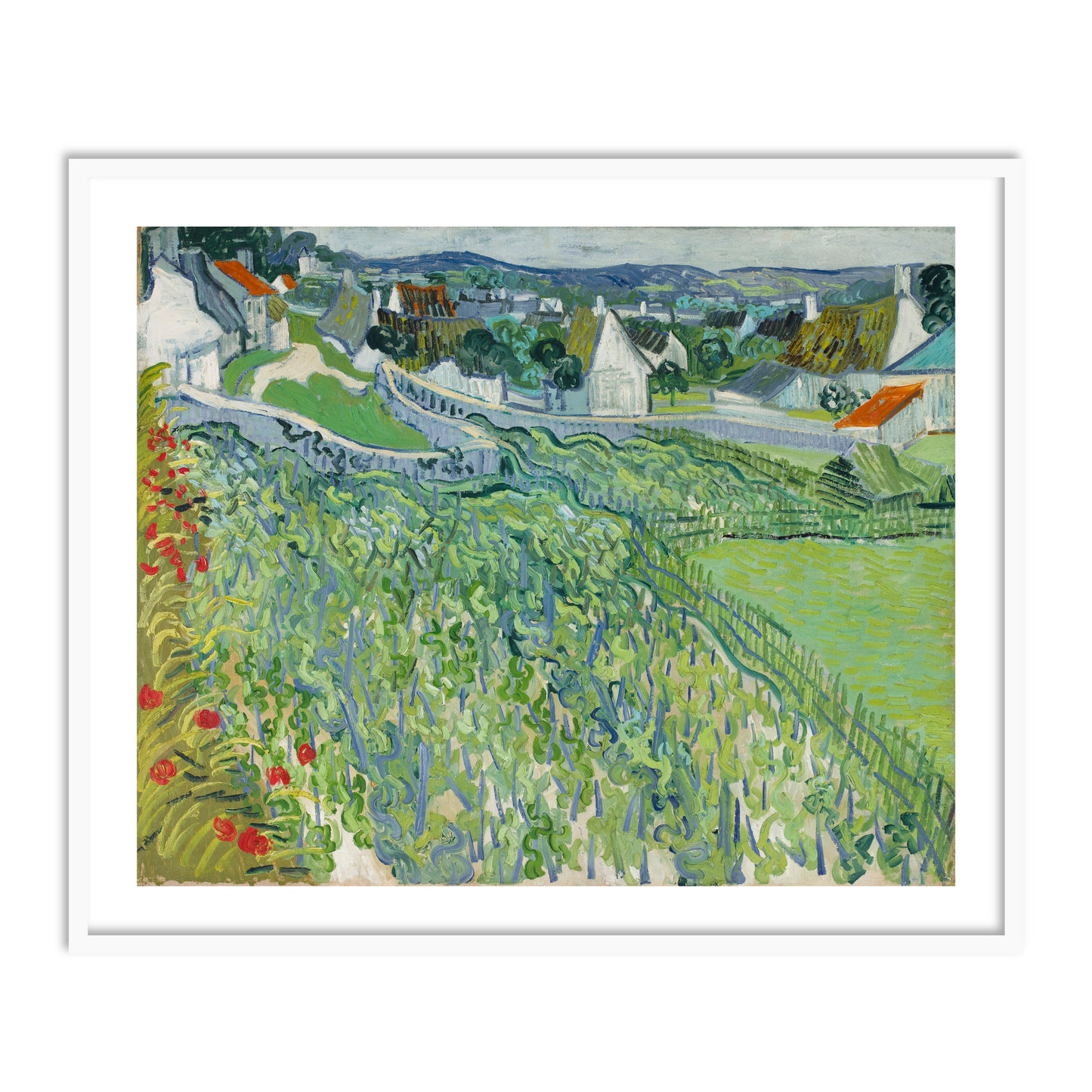 Vineyards at Auvers by Vincent Van Gogh Famous Painting Wall Art