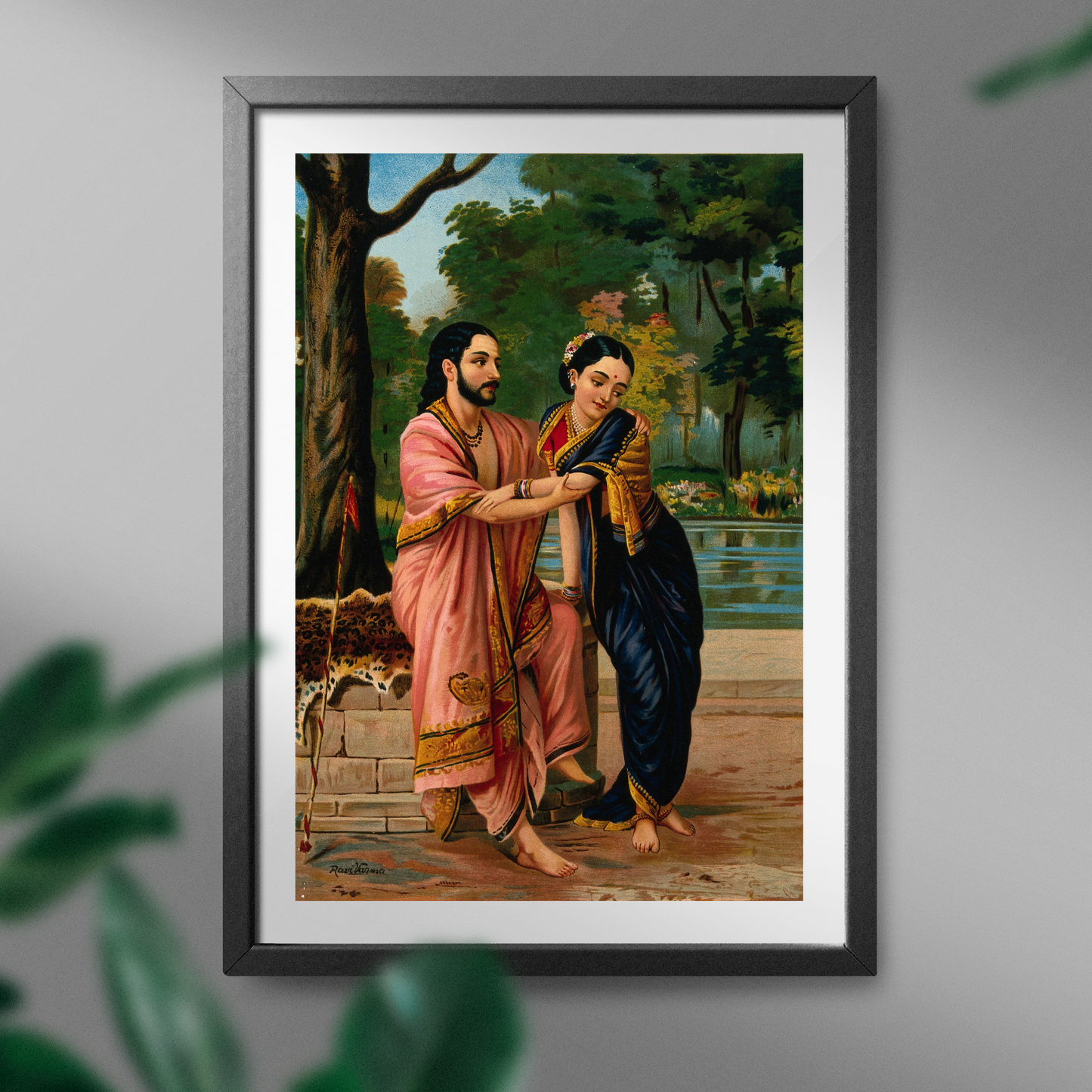 Arjuna in disguise a dancing teacher wooing Subhadra by Raja Ravi Varma | Wall Art Painting