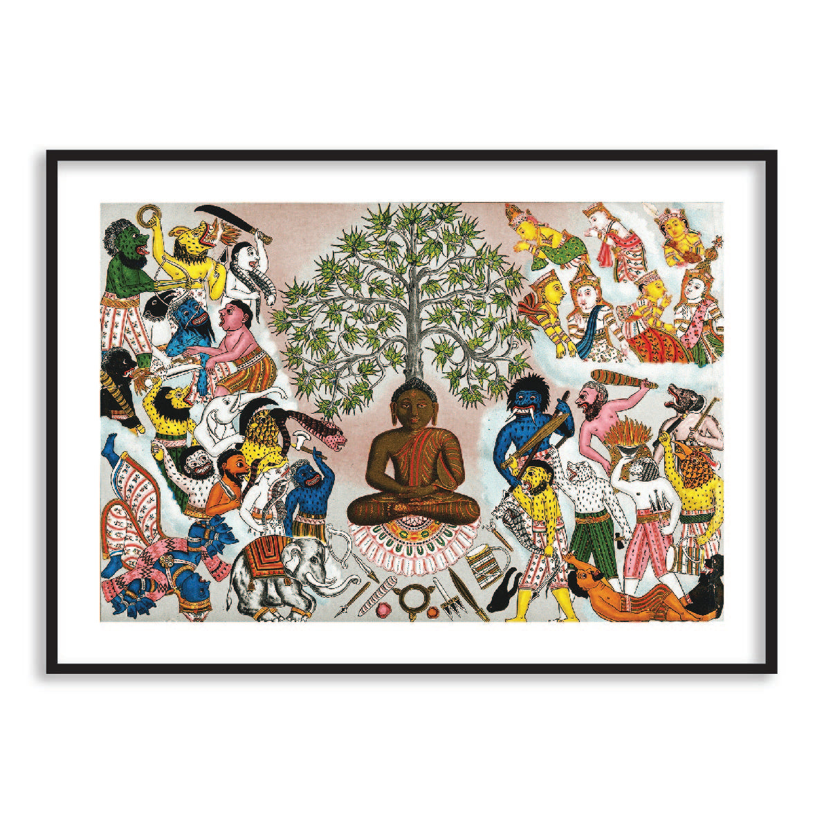 Buddha Resisting the Demons of Mara Tibetan Art Painting for Home Wall Decor