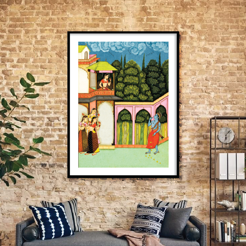 Krishna and Radha Framed Wall Art Painting for Decor - The Atrang