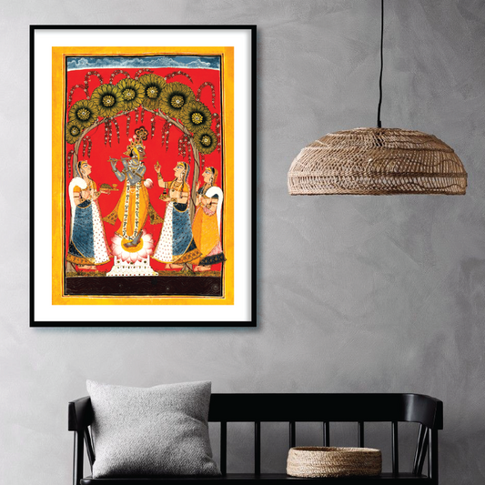 Krishna Fluting, Folio from a Dasavatar series artwork for Home Decor Wall Art - The Atrang