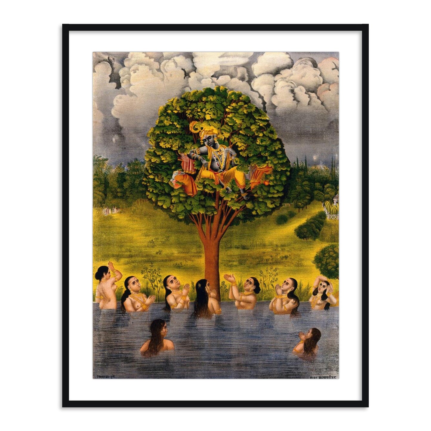 Krishna on a Tree Wall Art Painting for Home Decor - The Atrang
