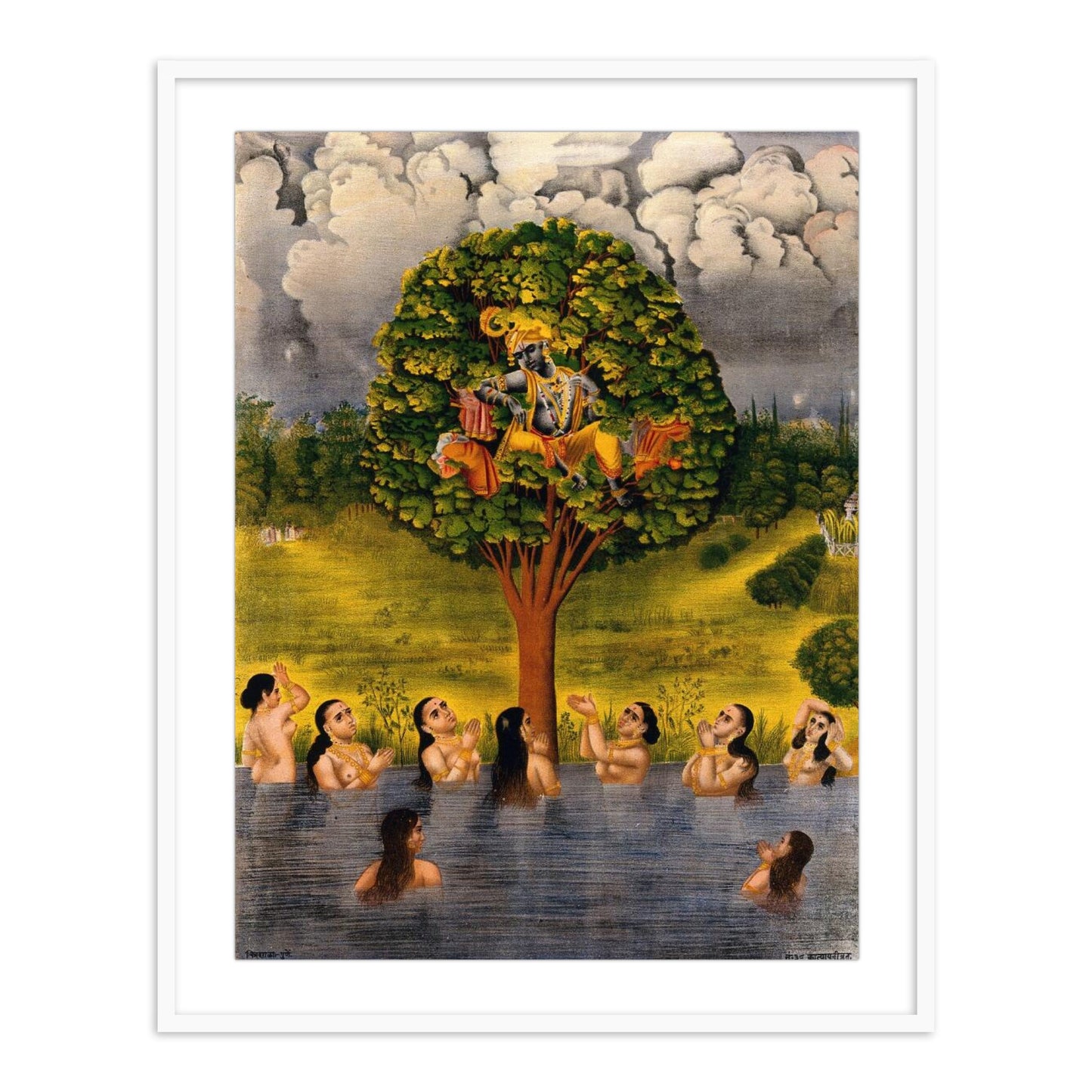 Krishna on a Tree Wall Art Painting for Home Decor - The Atrang