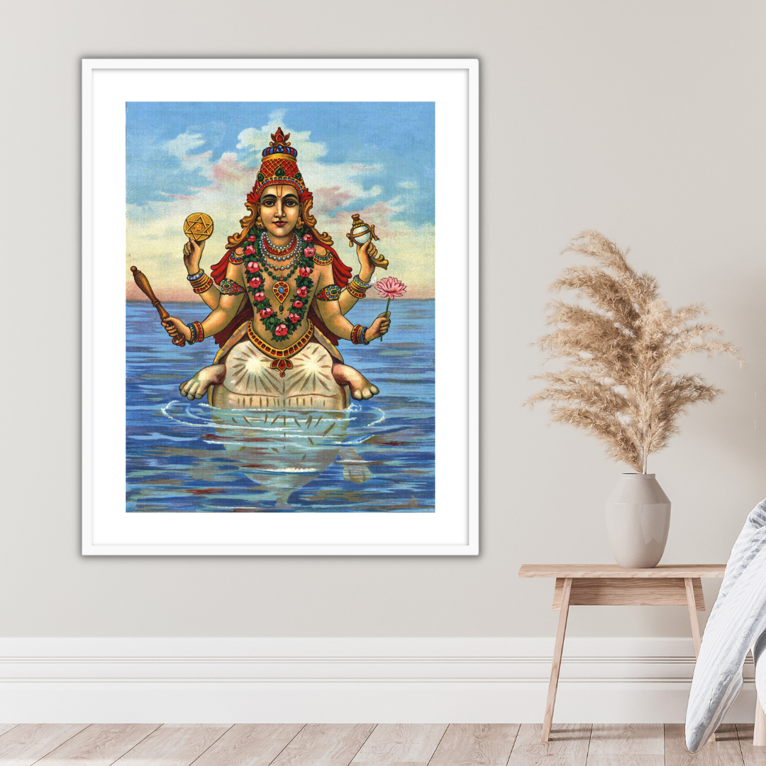 Kurma Avatar by Raja Ravi Varma for Home Wall Art Painting