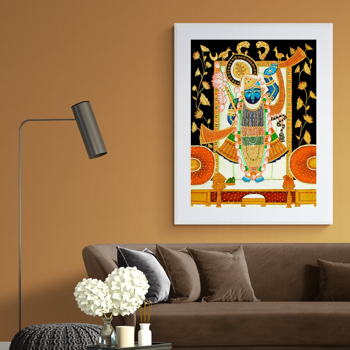 Antique Shreenath Ji Pichwai Painting | Shri Krishna Framed Art Painting Home Decor - The Atrang