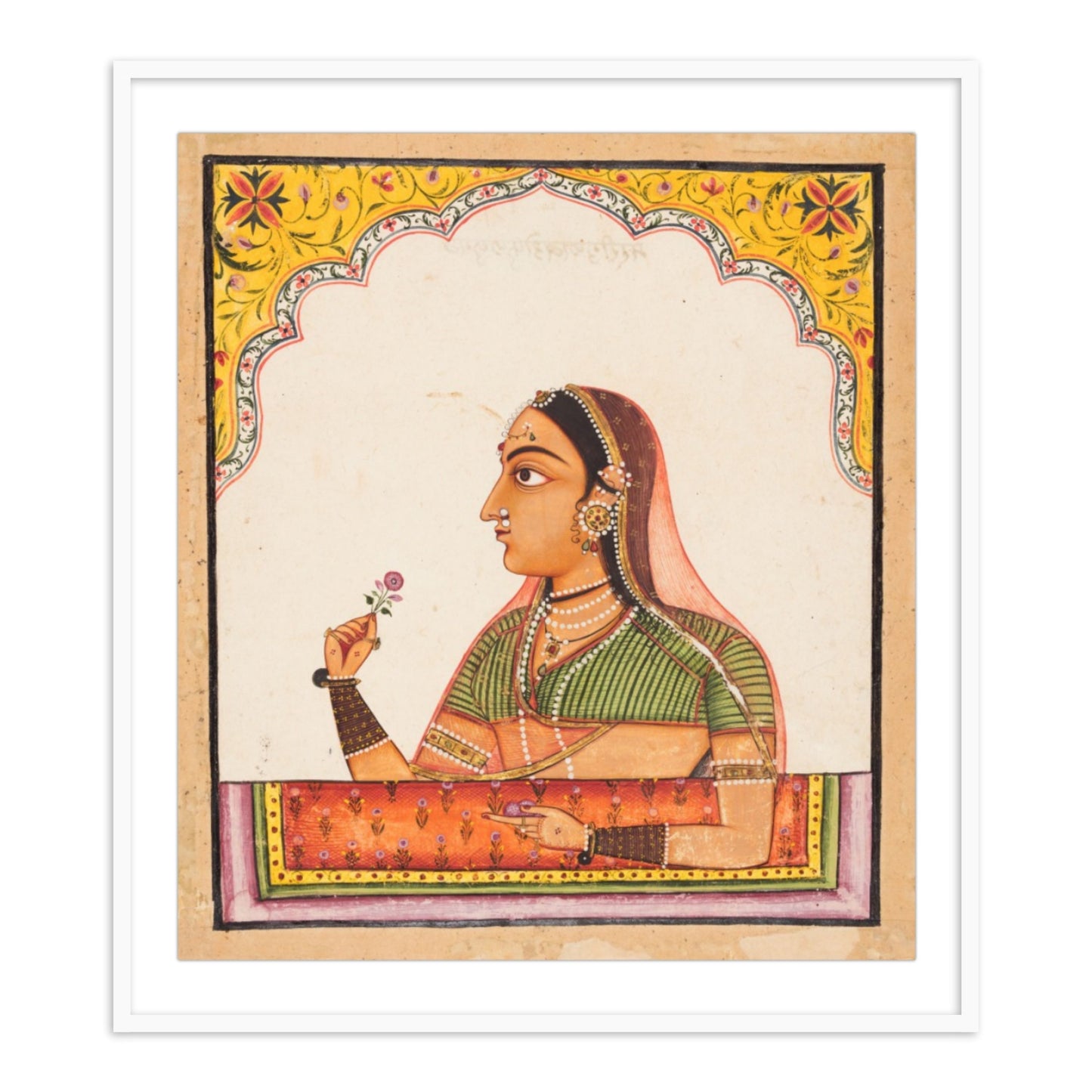 Women Holding a Rose Framed Wall Art Painting - The Atrang