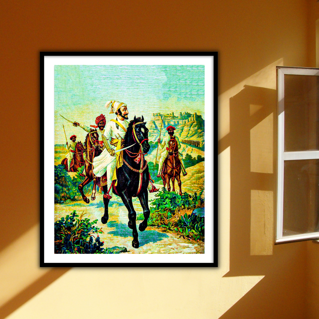 Buy Framed Chattrapati Shivaji Maharaj Painting for Indian Home Decor Online
