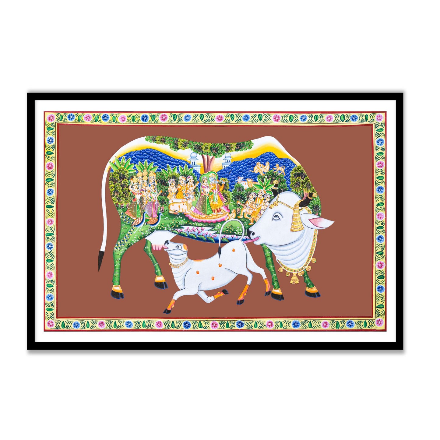 Kamdhenu Cow Sacred Pichwai Art for Prosperity & Divinity