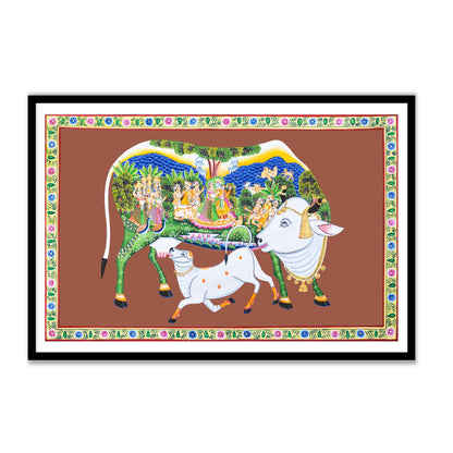 Kamdhenu Cow Sacred Pichwai Art for Prosperity & Divinity