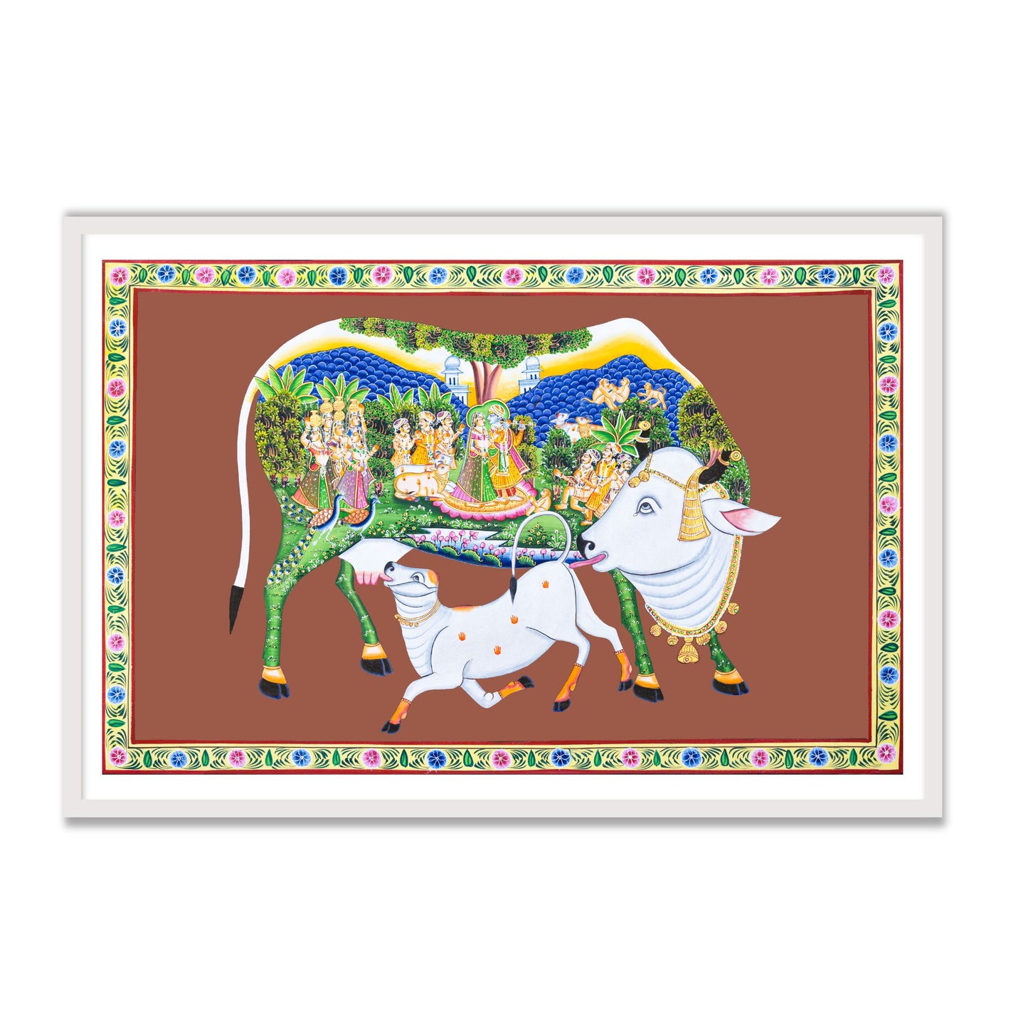 Kamdhenu Cow Sacred Pichwai Art for Prosperity & Divinity