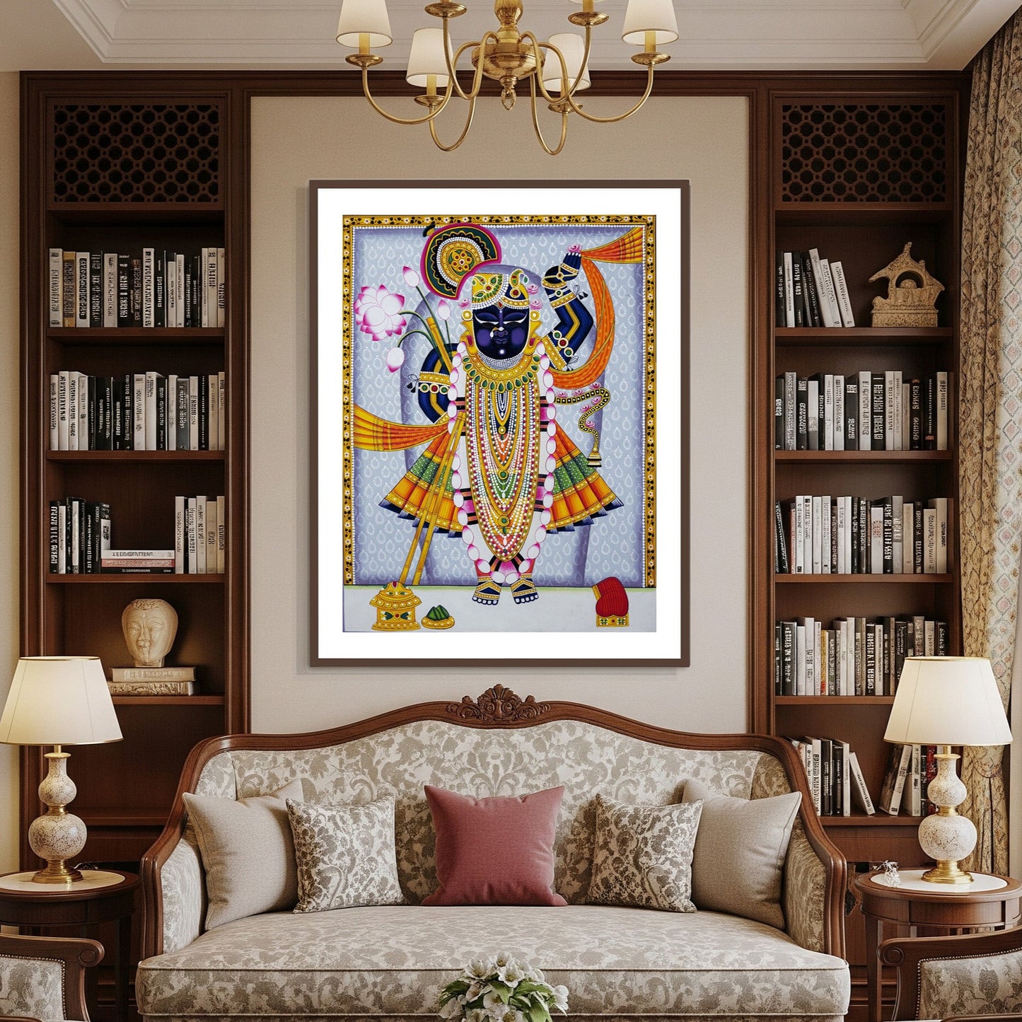 Lord Shrinathji Nathdwara Wall Painting | Indian Art for Wall Decor | Pichwai Painting