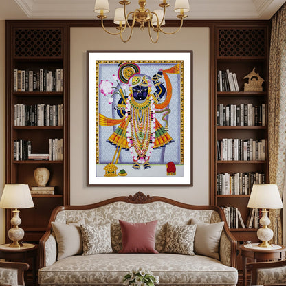 Lord Shrinathji Nathdwara Wall Painting | Indian Art for Wall Decor | Pichwai Painting